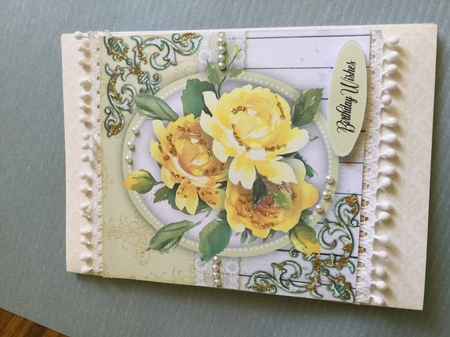 Beautiful Bee Balm Roses and Corner Scrolls  by Wynona Oneil