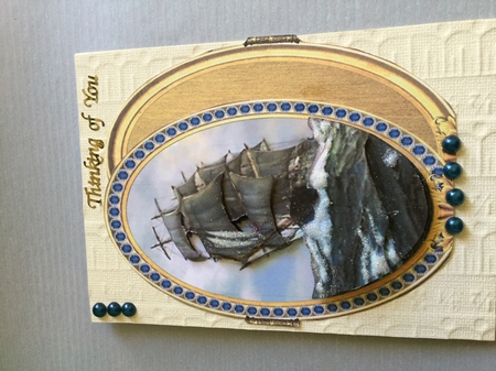 Oval three leaf card - Galleon by Wynona Oneil