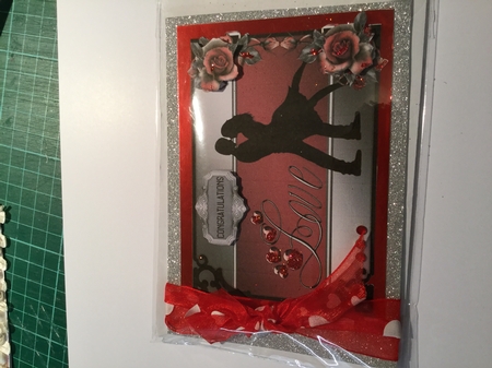 Hearts and Roses - A5 card front with decoupage by Wynona Oneil