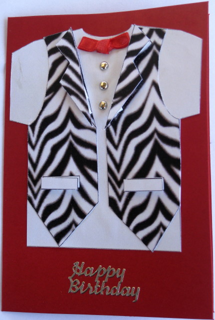 Zebra Stripes Waistcoat Shaped Card by Wynona Oneil