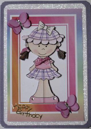 Cute Little Girl with Butterfles in Rainbow Frame by Wynona Oneil