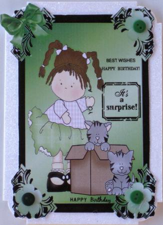 Cute Little Girl with Kitten A4 Topper by Wynona Oneil