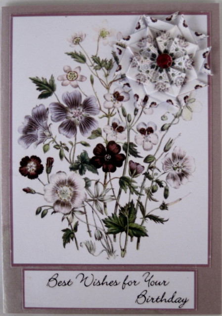 Geraniums with Tea Bag Tiles by Wynona Oneil