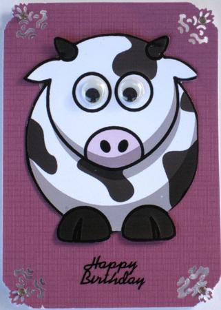 Cow Shaped Card by Wynona Oneil