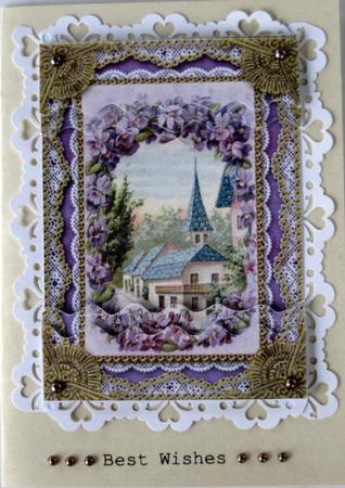 Lavender View Lace 7x5in Wavy Top and Bottom Stacker by Wynona Oneil