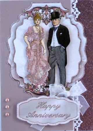 Vintage Anniversary Card Front by Wynona Oneil