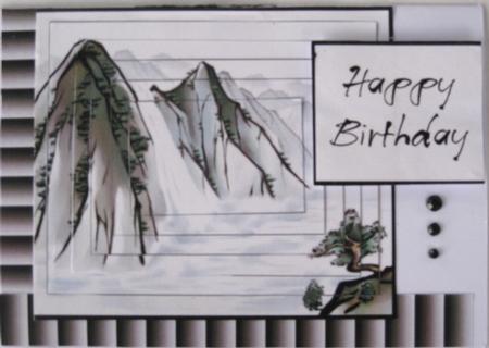 Oriental Mountain Scene Pyramid by Wynona Oneil