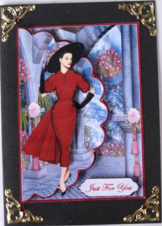Red Lady Envelope Cardfront by Wynona Oneil