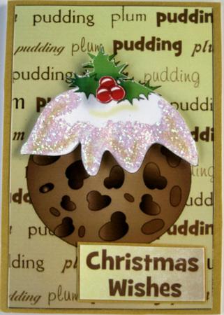 Have a Yummy Christmas! Plum Pudding Card Front by Wynona Oneil