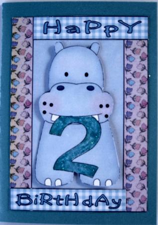 Happy 2nd Birthday Hippo Boy by Wynona Oneil