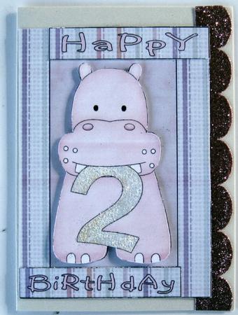 Happy 2nd Birthday Hippo Girl by Wynona Oneil