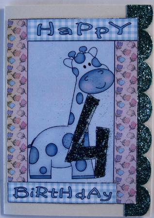Happy 4th Birthday Giraffe Boy by Wynona Oneil