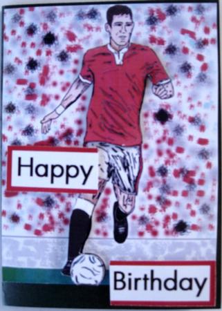 Footballer (red, White & Black) - Decoupage by Wynona Oneil