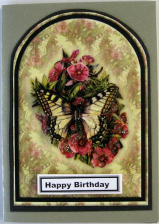 Butterfly & Flowers Rounded Quick Card by Wynona Oneil