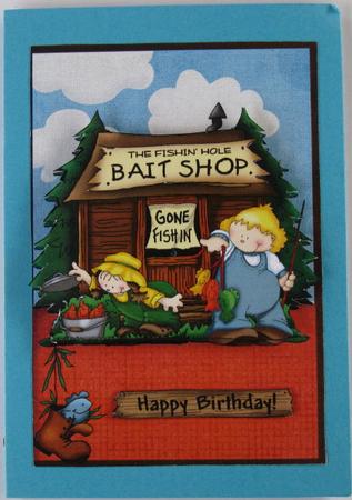 Gone Fishing! Decoupage Card Front by Wynona Oneil
