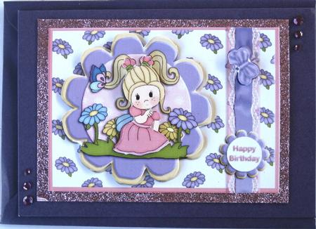 Pink Girl with Flowers by Wynona Oneil