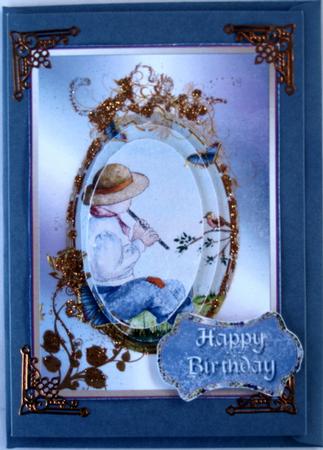 Vintage Style Boy with Flute and Butterflies Decoupage by Wynona Oneil
