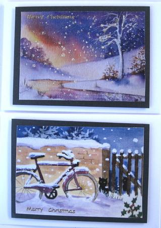 Bicycle in Snow and Winter Sunset Toppers by Wynona Oneil