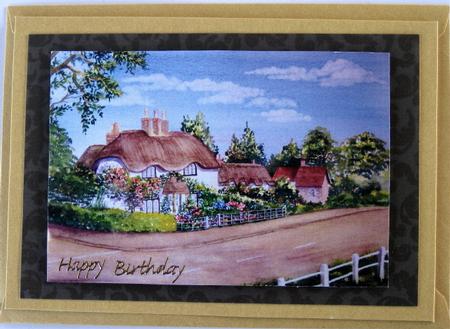 Windmill and Thatched Cottages. 2 Watercolour Toppers by Wynona Oneil