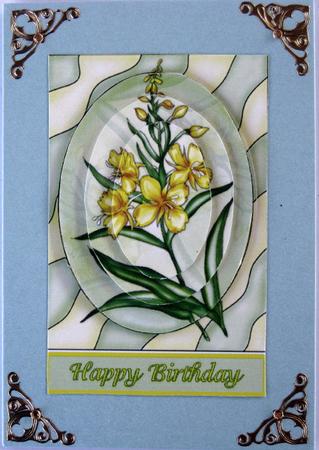 Floral Frame 2 Yellow Flowers Oval Pyramid by Wynona Oneil