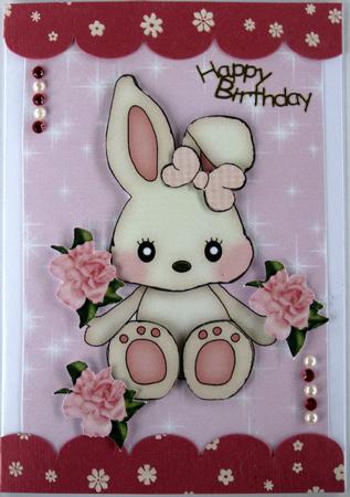 Cute Girl Bunny with Bow by Wynona Oneil