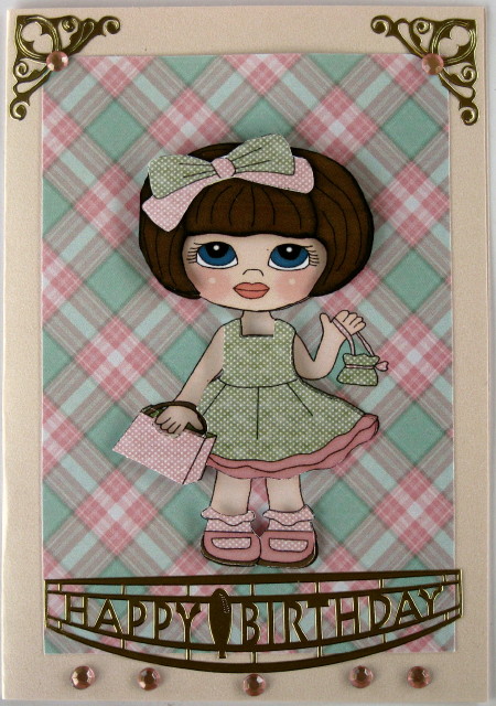 Pretty Green & Pink Bob Girl by Wynona Oneil