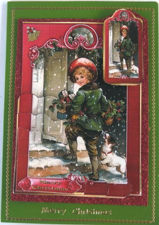 Christmas Vintage Boy Wavy Edge Corner Stacker & Tag by Wynona Oneil