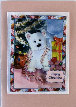 Westie with Tinsel by Wynona Oneil