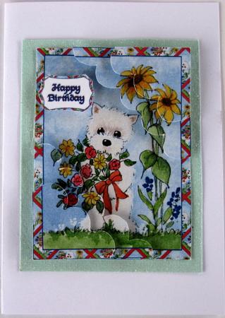 Westie with Flowers by Wynona Oneil