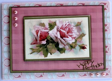 Pink Roses Quick Card by Wynona Oneil