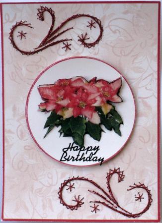 Poinsettia Card Front by Wynona Oneil