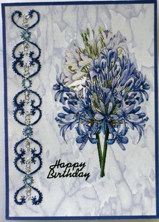 Agapanthus and Bow Card Front by Wynona Oneil