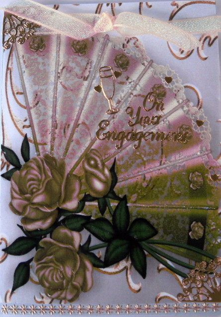 Lovely Rose Fan on Lace on a Folded Book by Wynona Oneil