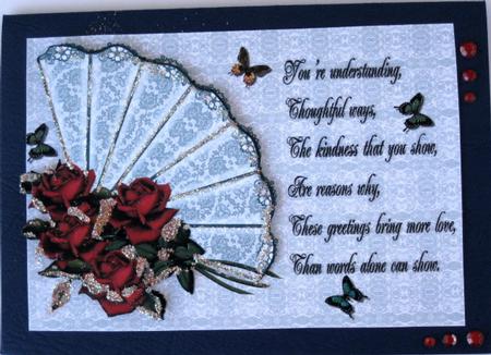 Red Rose Fan Card by Wynona Oneil