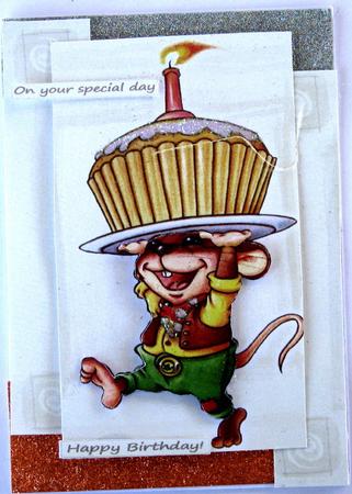 Candle Mouse 8x8 Card by Wynona Oneil