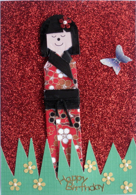 Kimono Paper Folded Doll Rich Reds by Wynona Oneil