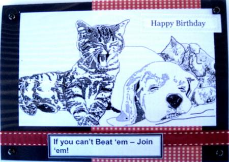 Well If You Can't Beat Em Join Em Dog/cat Digital Stamp by Wynona Oneil