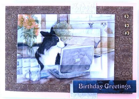 Border Collie Dog Working on Computer Pyramid by Wynona Oneil
