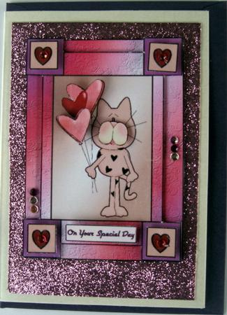 Romantic Pussycat with Balloons by Wynona Oneil