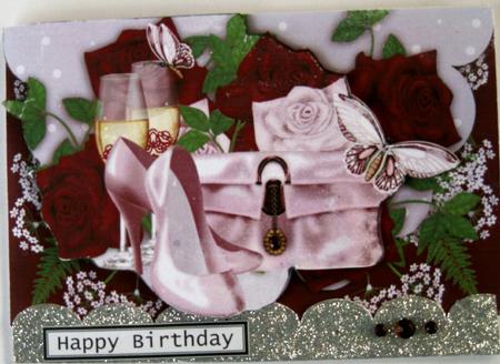 Floral Birthday Card Front with Scallop Edge by Wynona Oneil