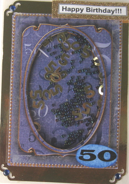 Blue 50th Birthday 7x5in Ornate Shaker Frame and Base by Wynona Oneil