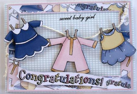 Washing Line Baby Card Front and Layers by Wynona Oneil