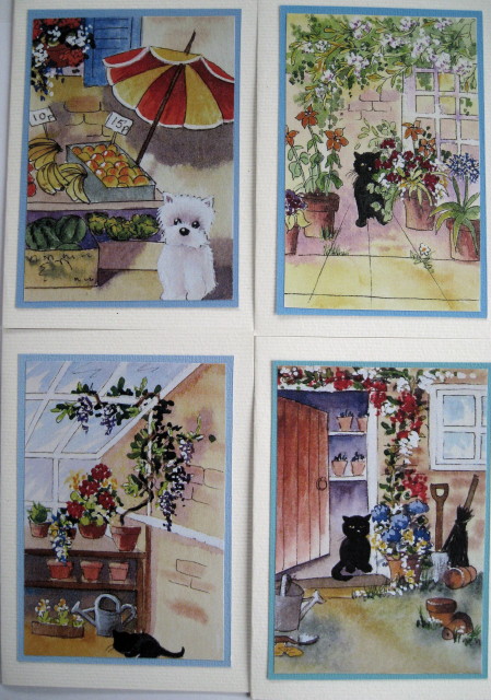 Cats in the Garden - Original Watercolours by Wynona Oneil