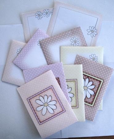 Pretty Daisy Stationery Set in Sorbet Chocolate Orange Colours by Wynona Oneil