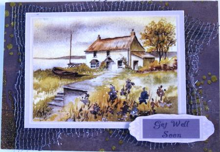 Seaside Cottage Purple - Birthday Thanks Get Well Retirement by Wynona Oneil