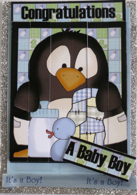 Baby Penguin Pingu Boy Side Stacker Card Front by Wynona Oneil