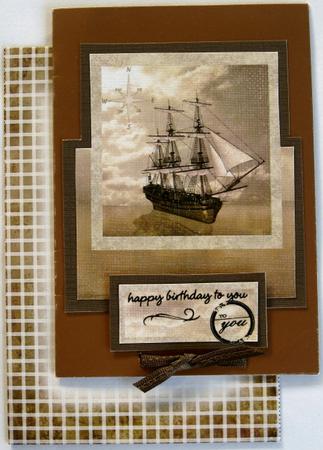 Ship at Sea Cascade Card by Wynona Oneil