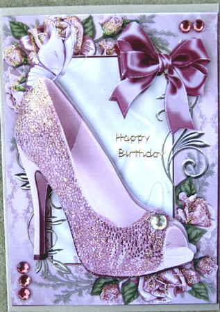 Pink Sparkle Shoes in Rose Frame with Bow by Wynona Oneil