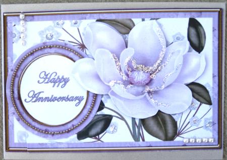 Lilac Magnolia Happy Anniversary Dl Decoupage Topper by Wynona Oneil