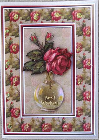 Red Roses in Vase Quick Card by Wynona Oneil